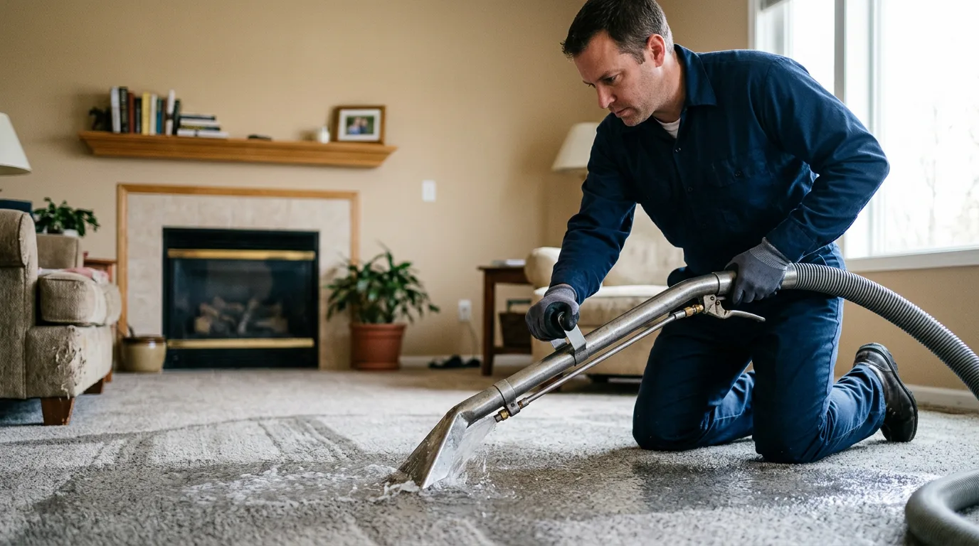 Water damage restoration technician working near Grand River, OH